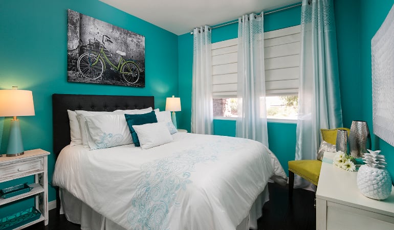 Roman shades in a Boston bedroom